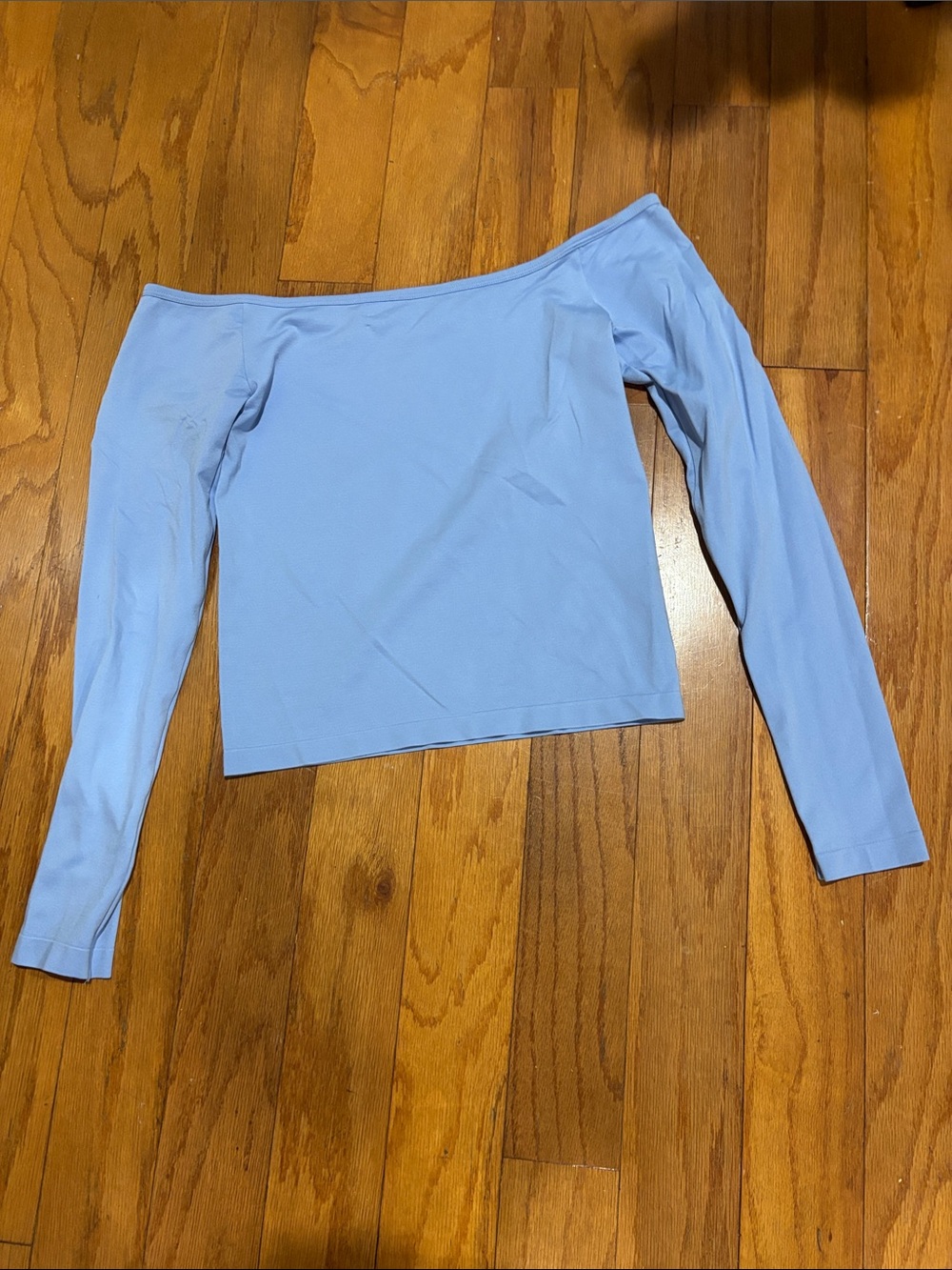 Aritzia Seamless Cornflower Blue Over the Shoulder Long Sleeve Top